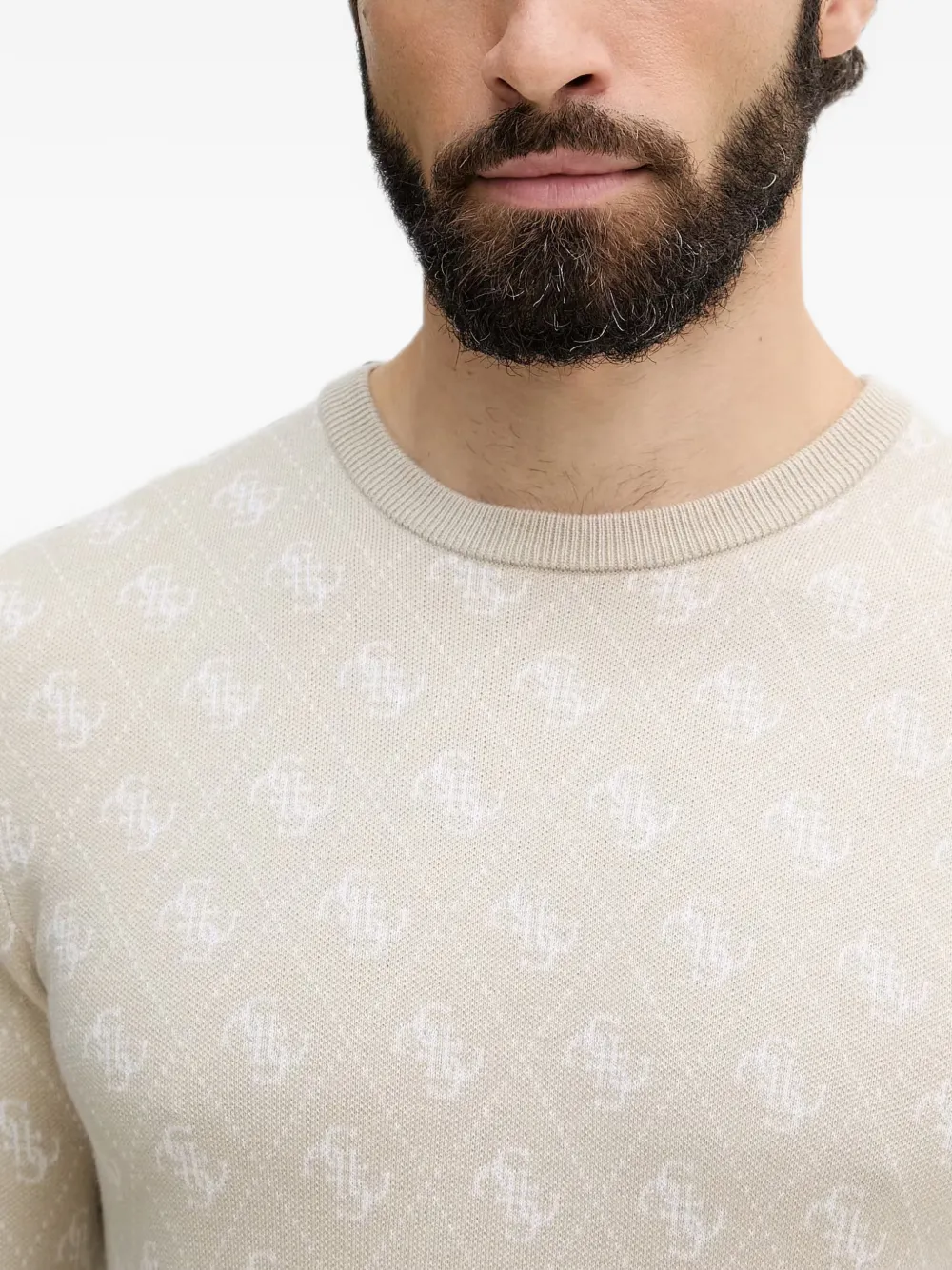 GUESS USA logo-jacquard sweater Beige
