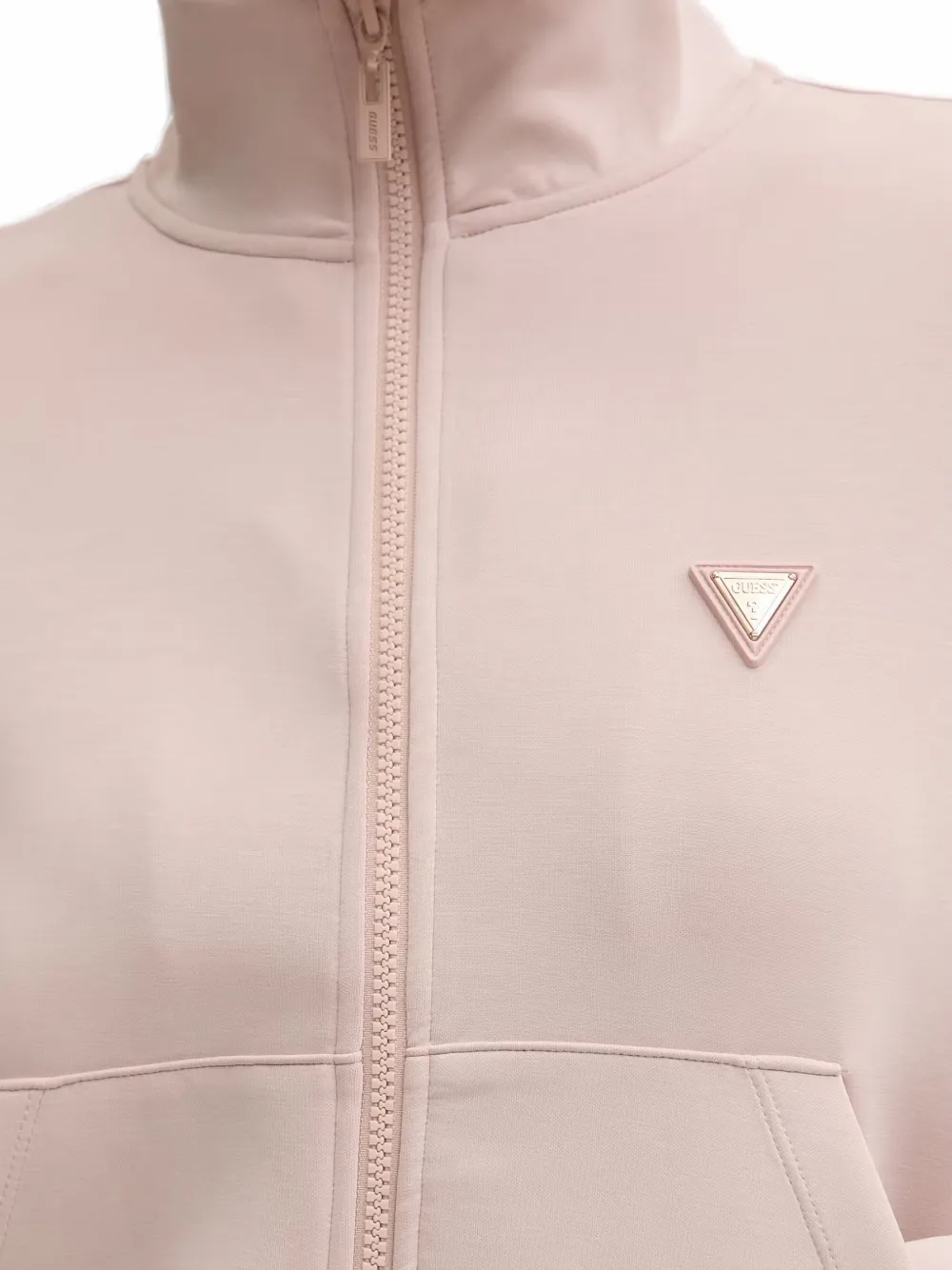 GUESS USA Sweater met logo-plakkaat en rits Beige
