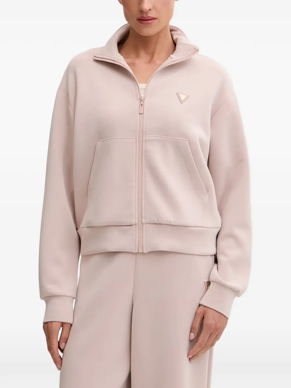 GUESS USA logo-plaque zip-up swetshirt - Toni neutri