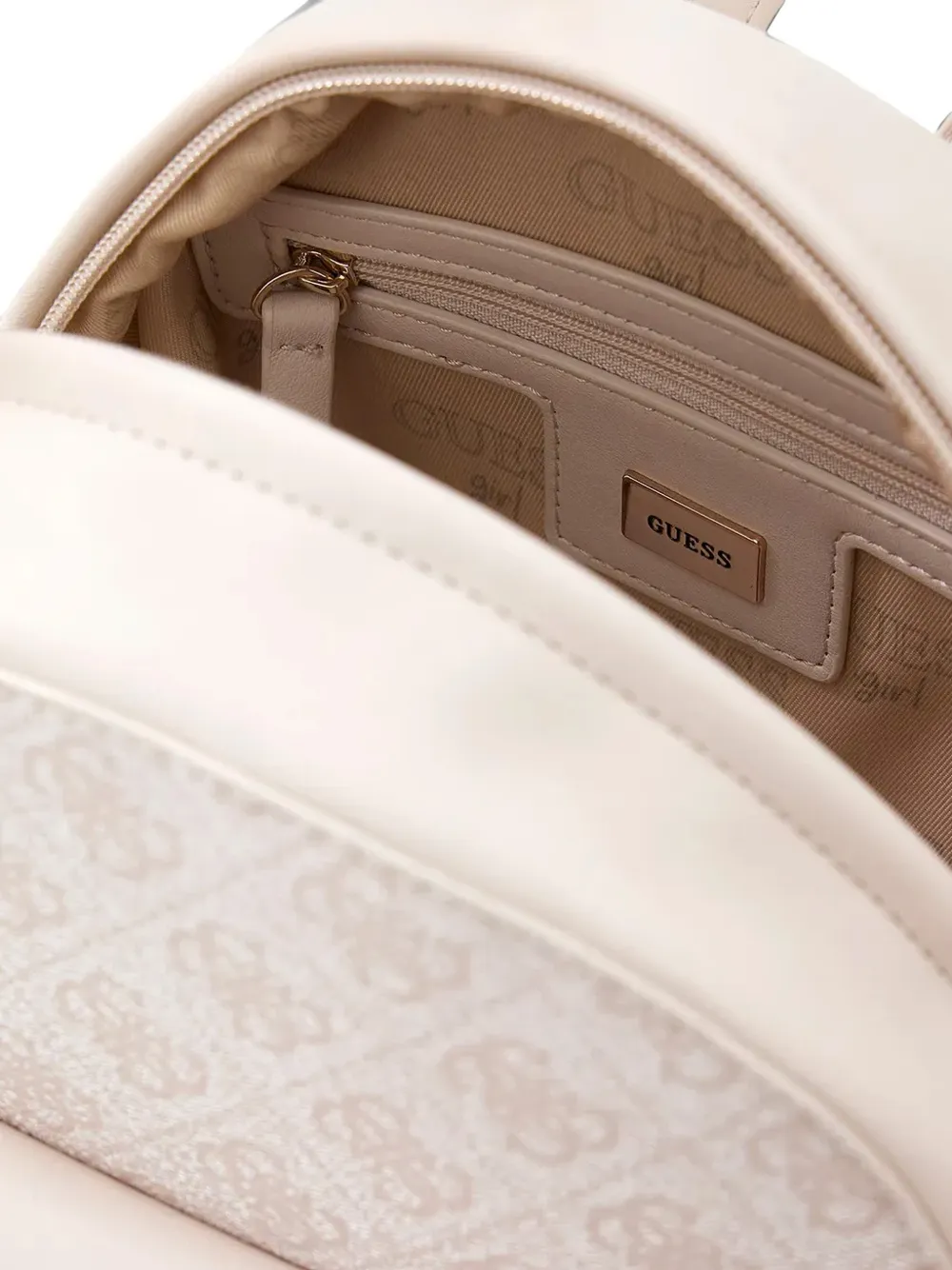 guess kids logo-plaque backpack Beige