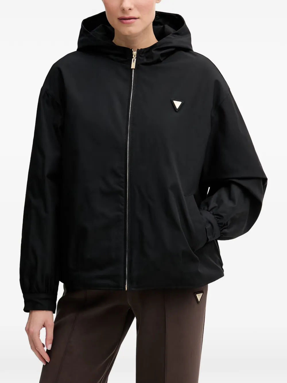 GUESS USA logo-plaque hooded jacket - Nero