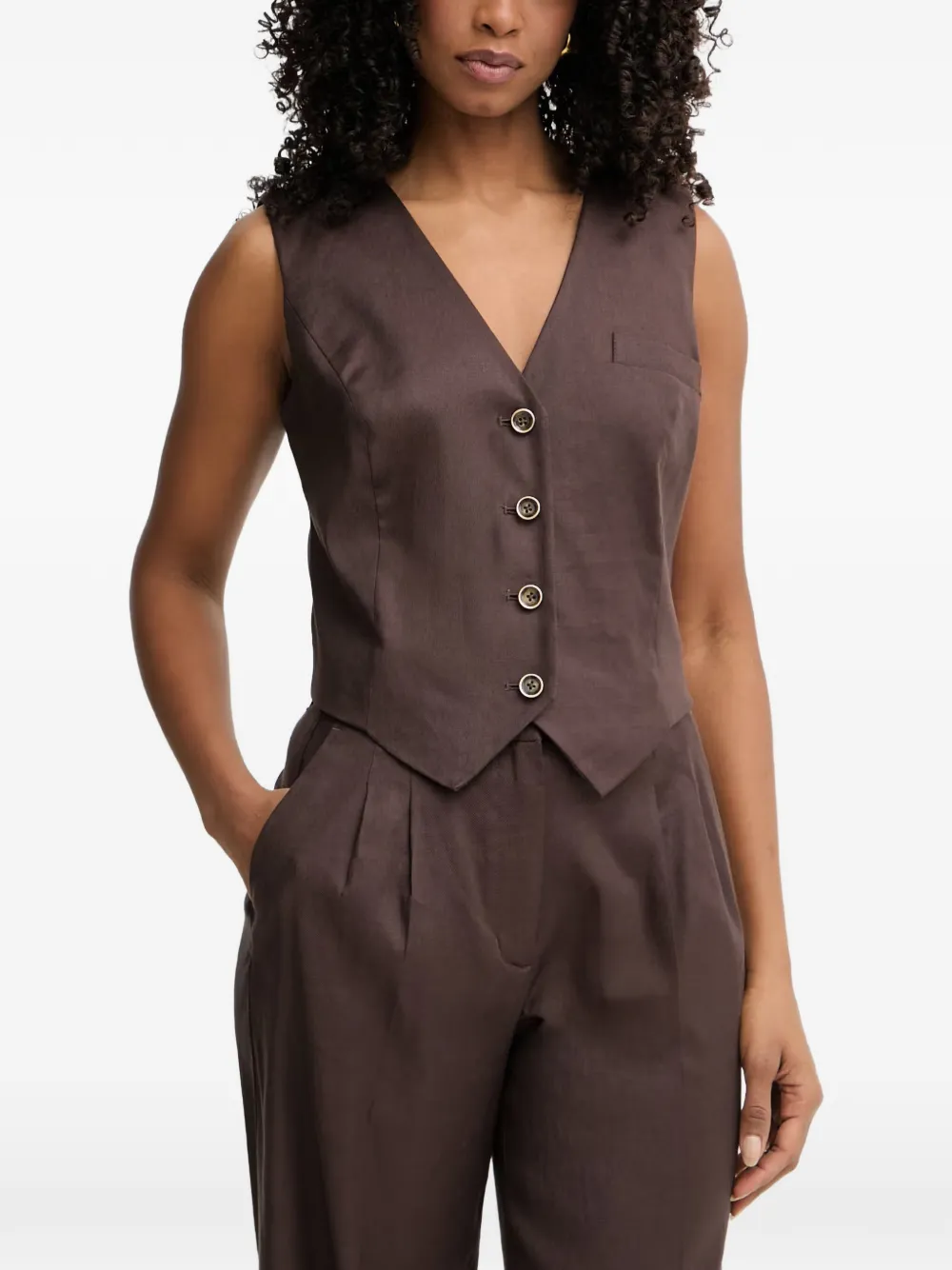 GUESS USA button-up waistcoat - Marrone