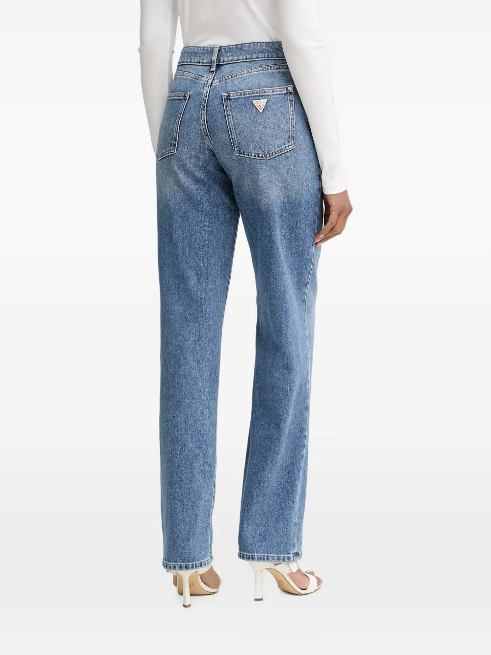 GUESS USA Gaia denim jeans met rechte pijpen en logo-patch Blauw