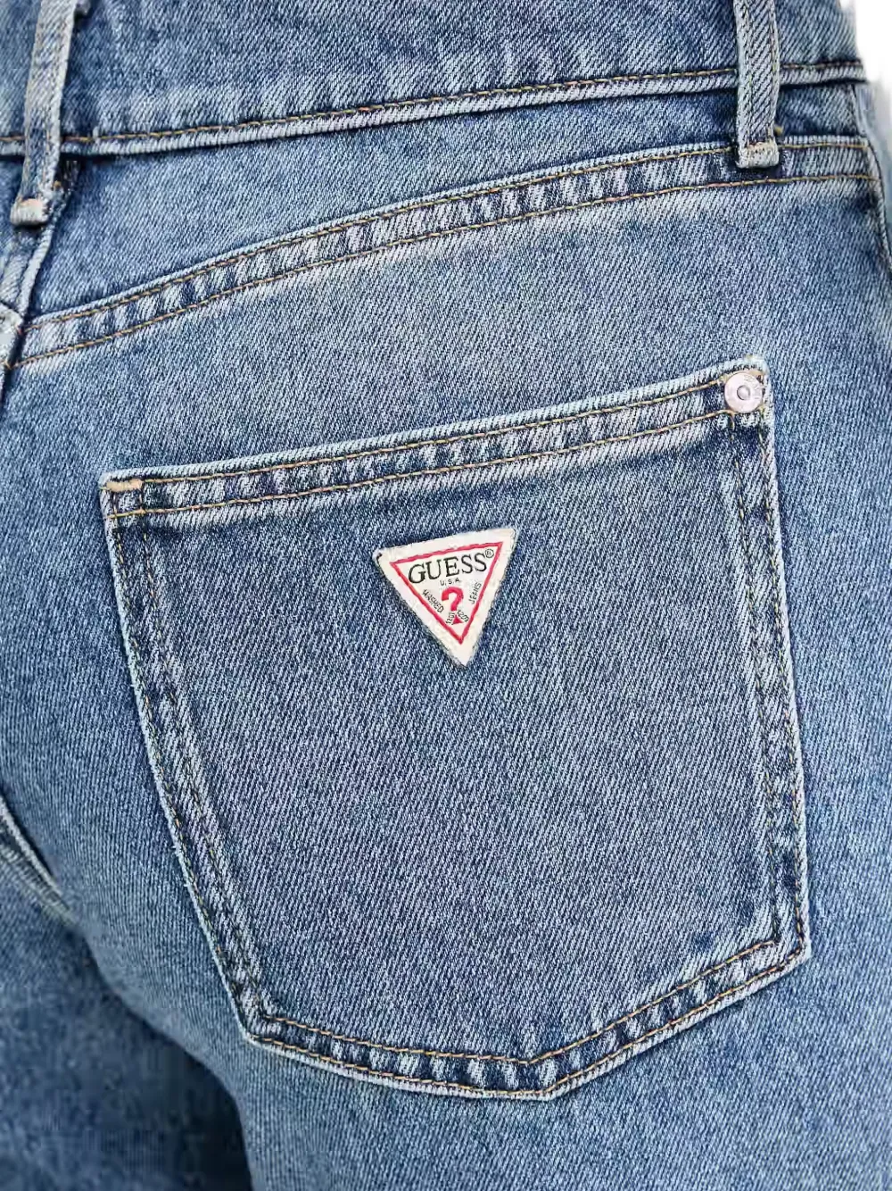 GUESS USA Gaia denim jeans met rechte pijpen en logo-patch Blauw