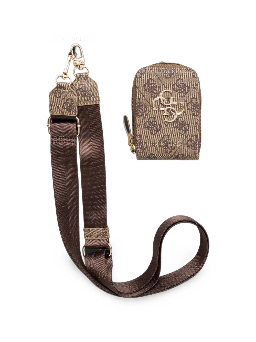 GUESS USA monogram-print lanyard - Marrone