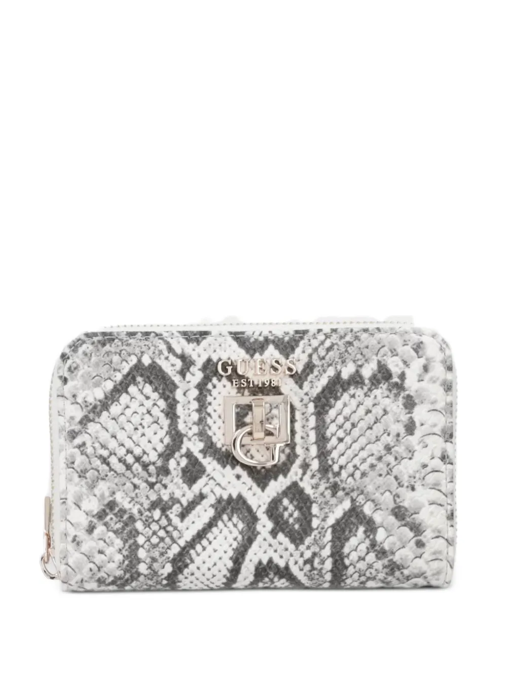 GUESS USA Bianca snake-effect logo-plaque wallet - Grigio