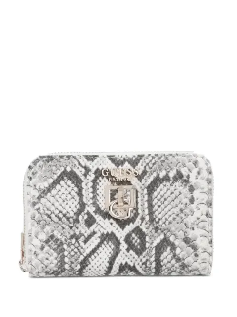 GUESS USA cartera Bianca con placa del logo y efecto de piel de serpiente