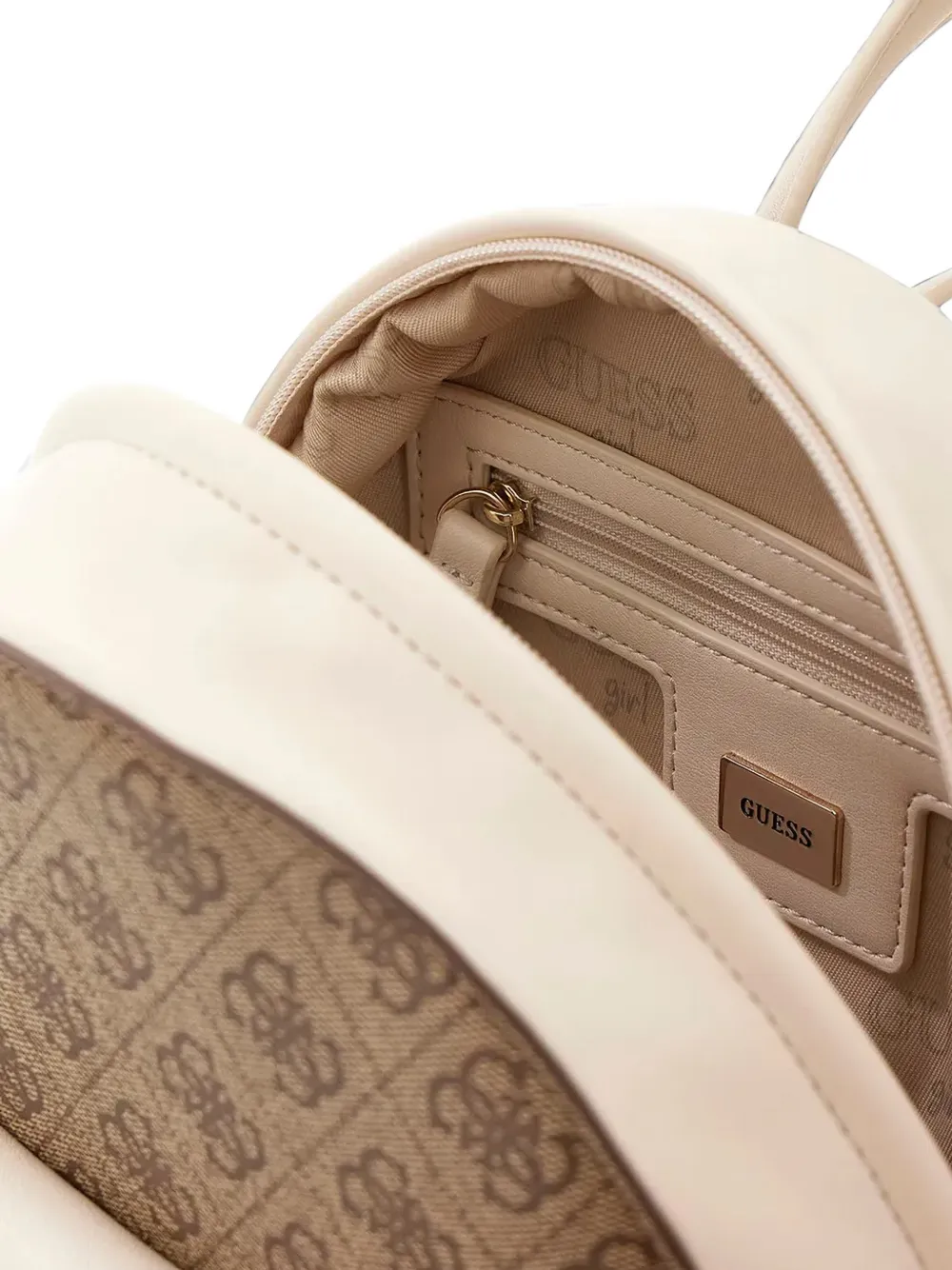 guess kids Monogram-print logo-plaque backpack Beige