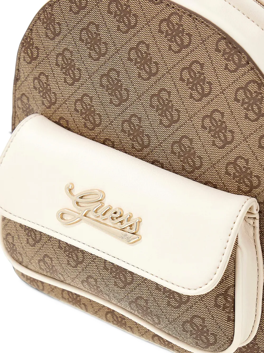 guess kids Monogram-print logo-plaque backpack Beige