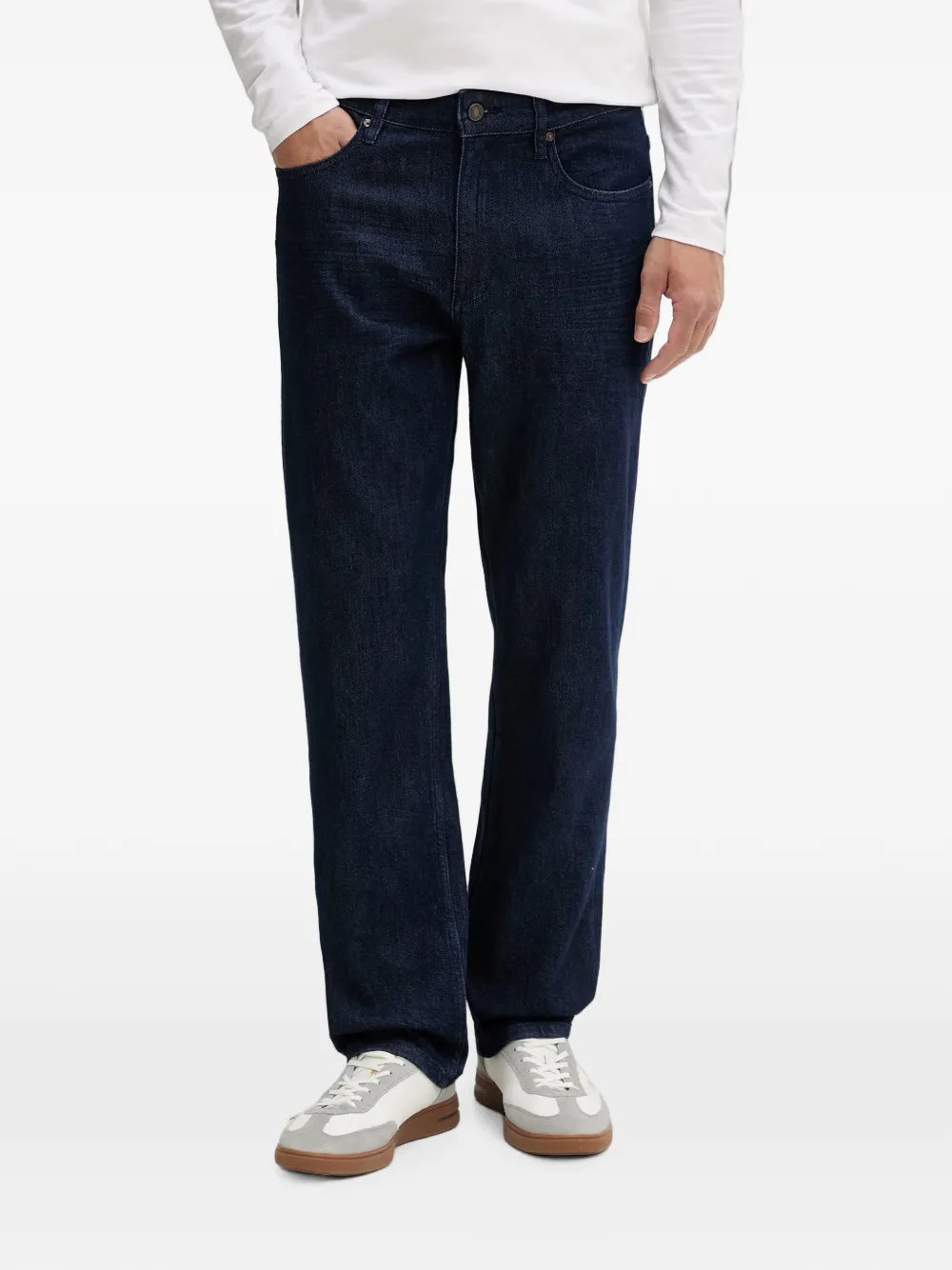GUESS USA logo-patch straight-leg jeans - Blu