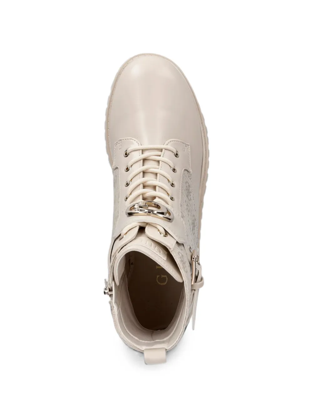 GUESS USA Olanna logo combat boots Beige