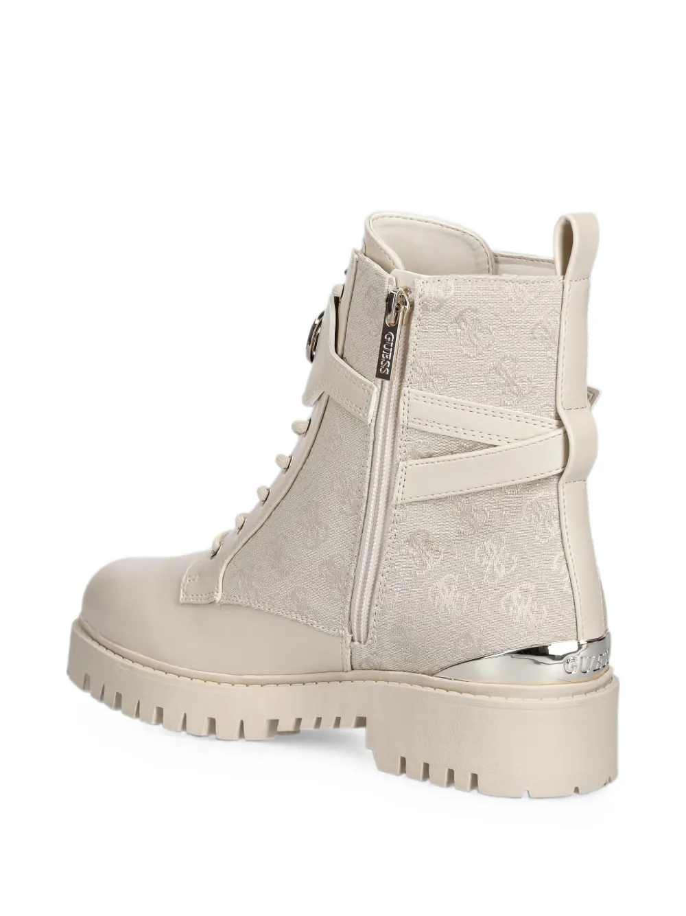 GUESS USA Olanna logo combat boots Beige