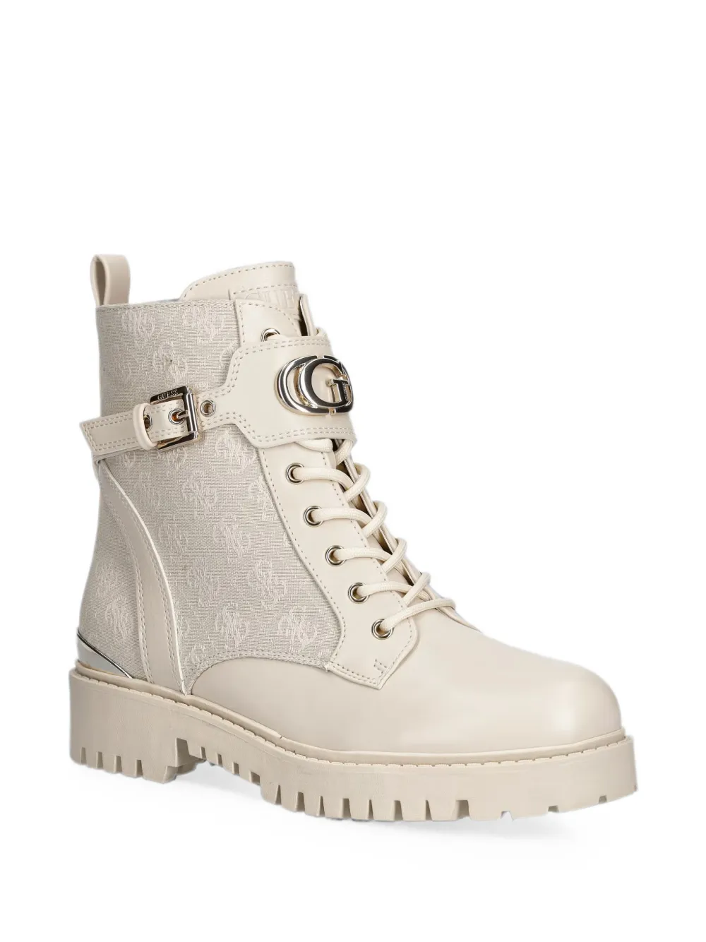 GUESS USA Olanna logo combat boots Beige