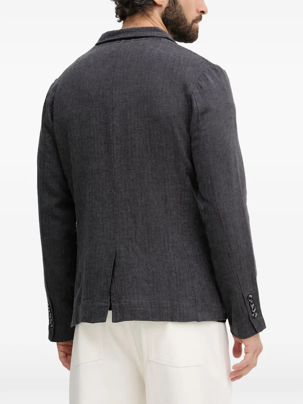 Lindbergh Blazer met gekerfde revers en visgraatpatroon Grijs