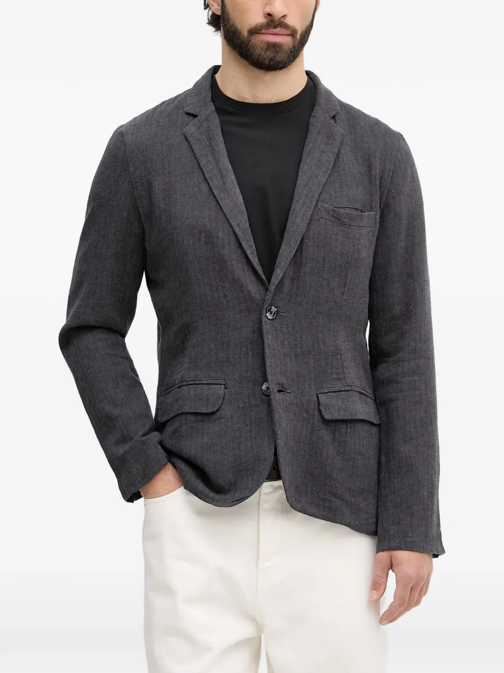 Lindbergh herringbone notched-lapels blazer