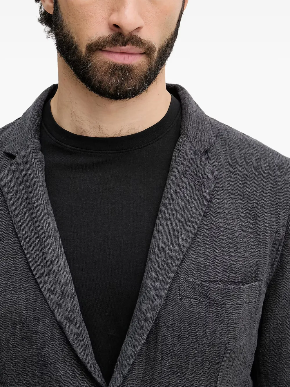 Lindbergh Blazer met gekerfde revers en visgraatpatroon Grijs