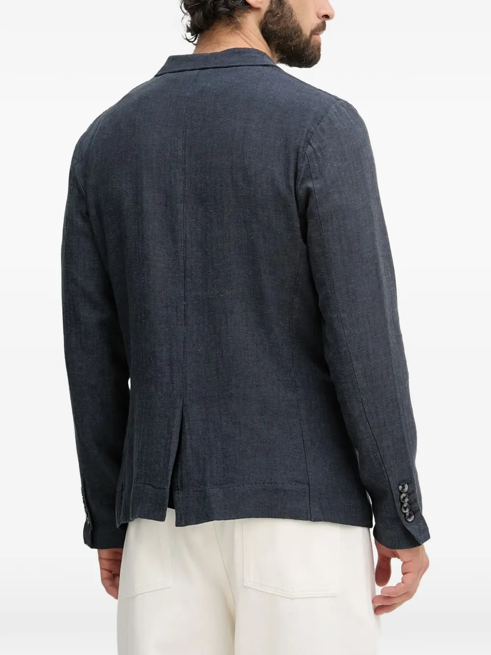 Lindbergh Blazer met gekerfde revers en visgraatpatroon Blauw
