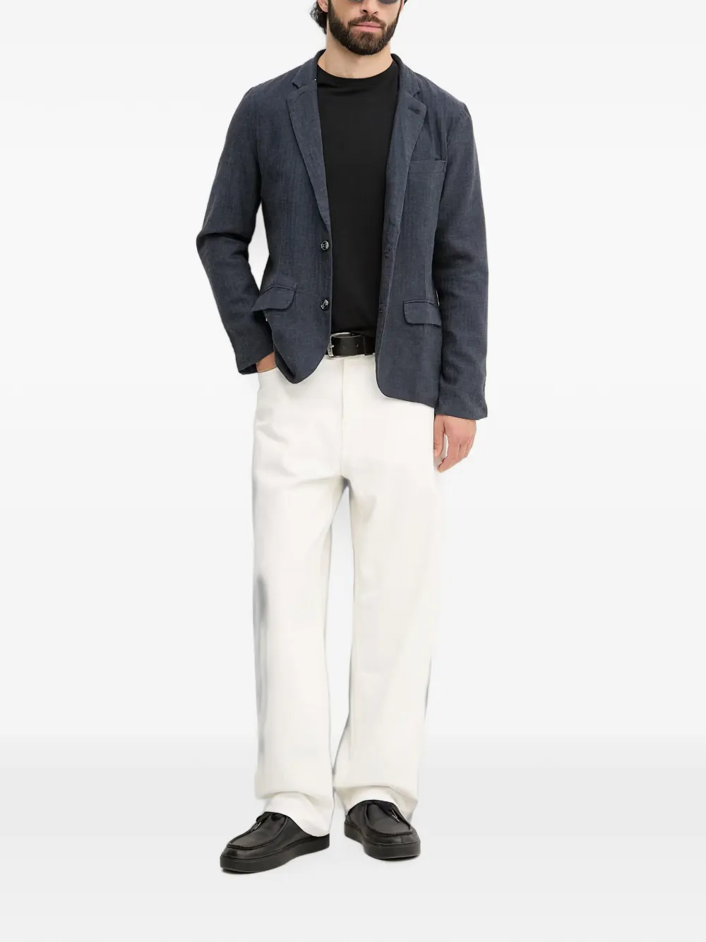 Lindbergh Blazer met gekerfde revers en visgraatpatroon Blauw