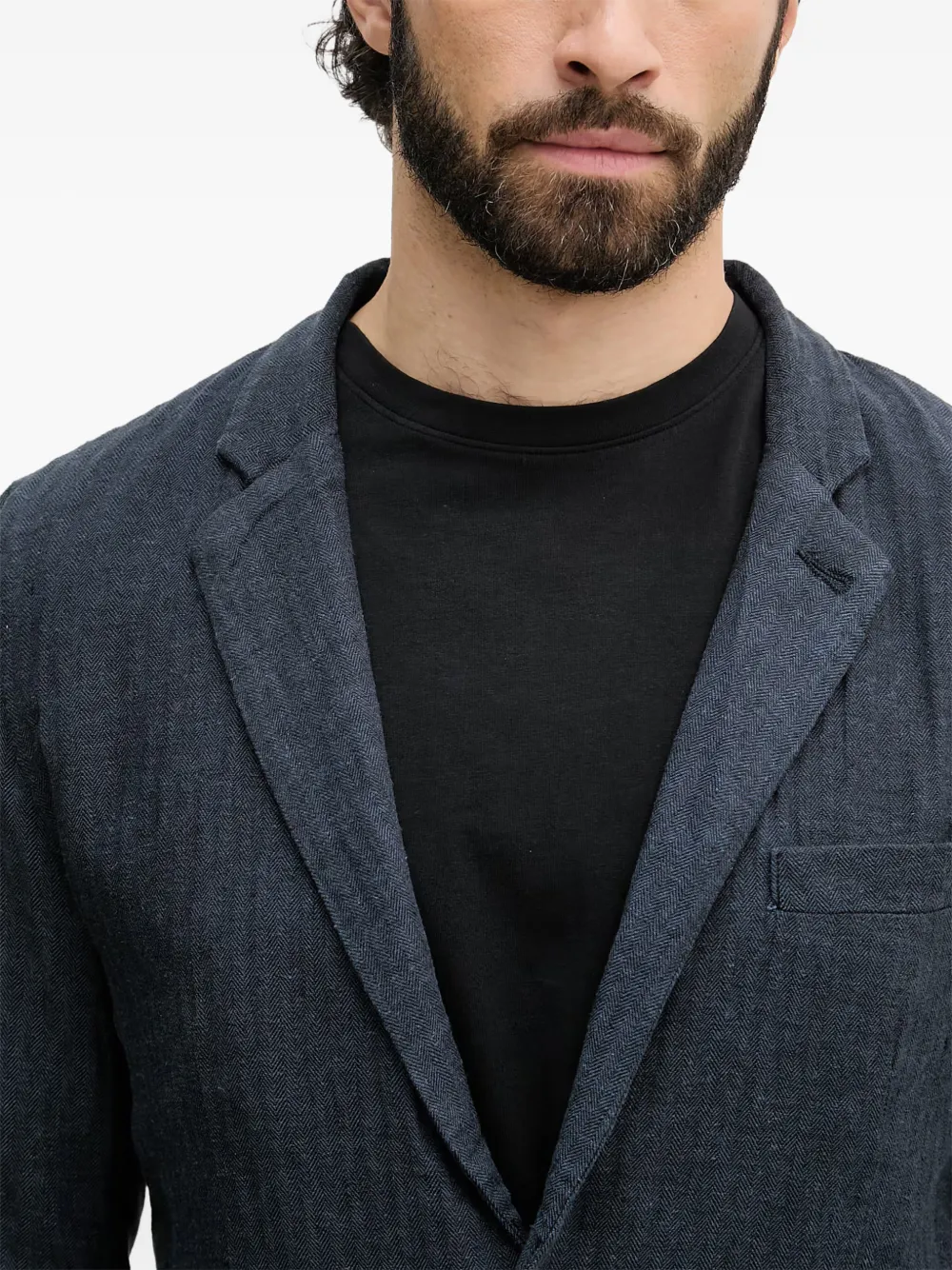 Lindbergh Blazer met gekerfde revers en visgraatpatroon Blauw