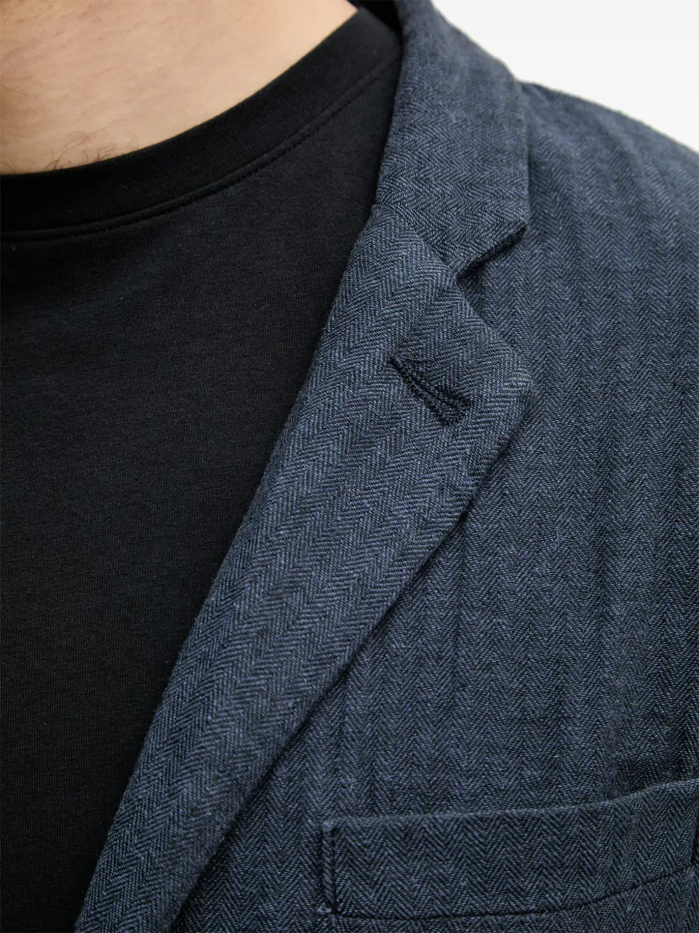 Lindbergh Blazer met gekerfde revers en visgraatpatroon Blauw