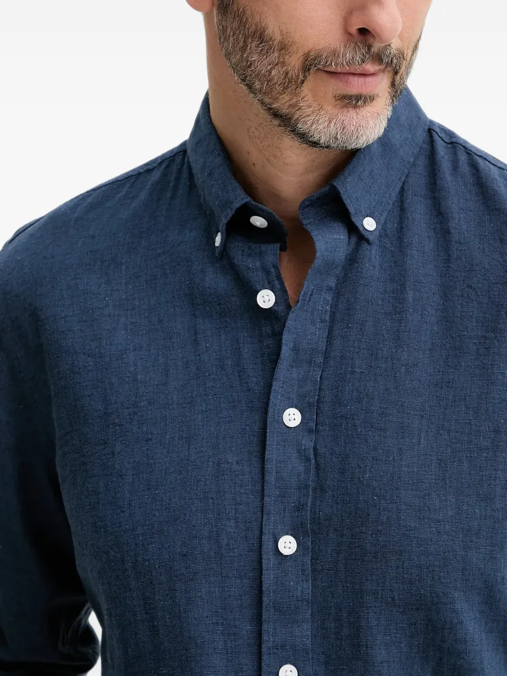Lindbergh Button-down linnen overhemd Blauw