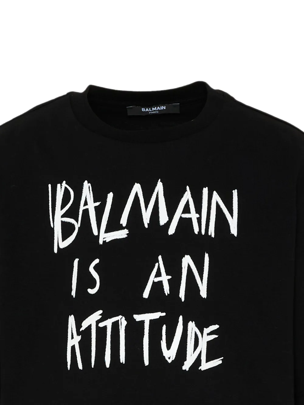 Balmain Kids Cropped T-shirt met ronde hals Zwart