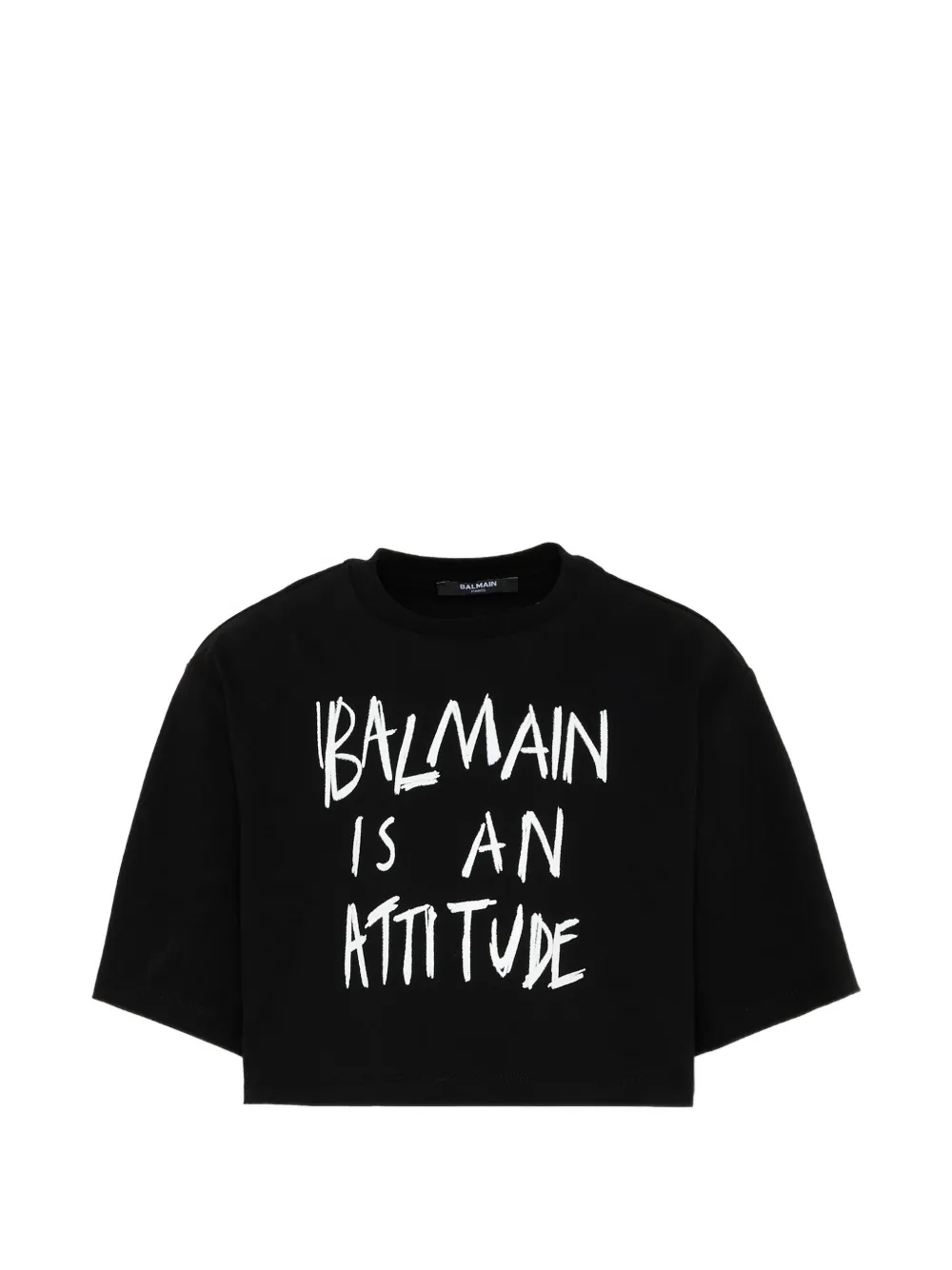 Balmain Kids crew-neck cropped T-shirt - Nero