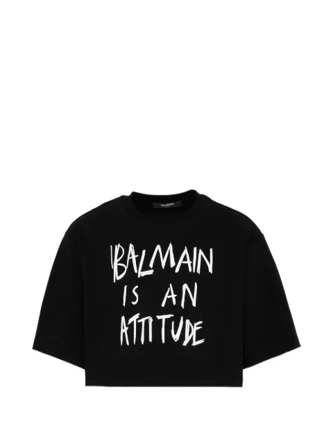 Balmain Kids crew-neck cropped T-shirt