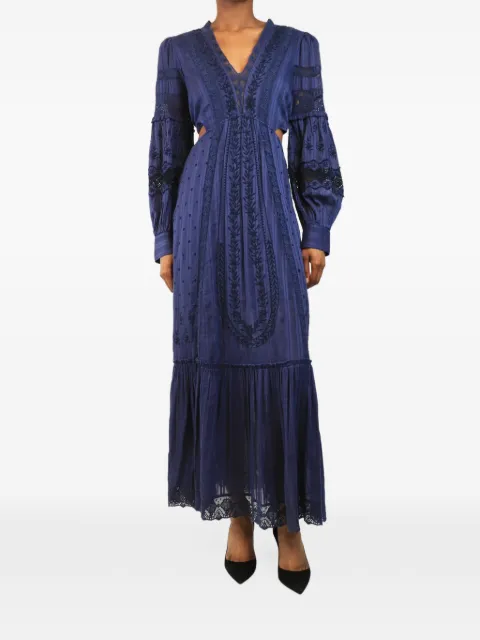 LoveShackFancy lace-stripe maxi dress