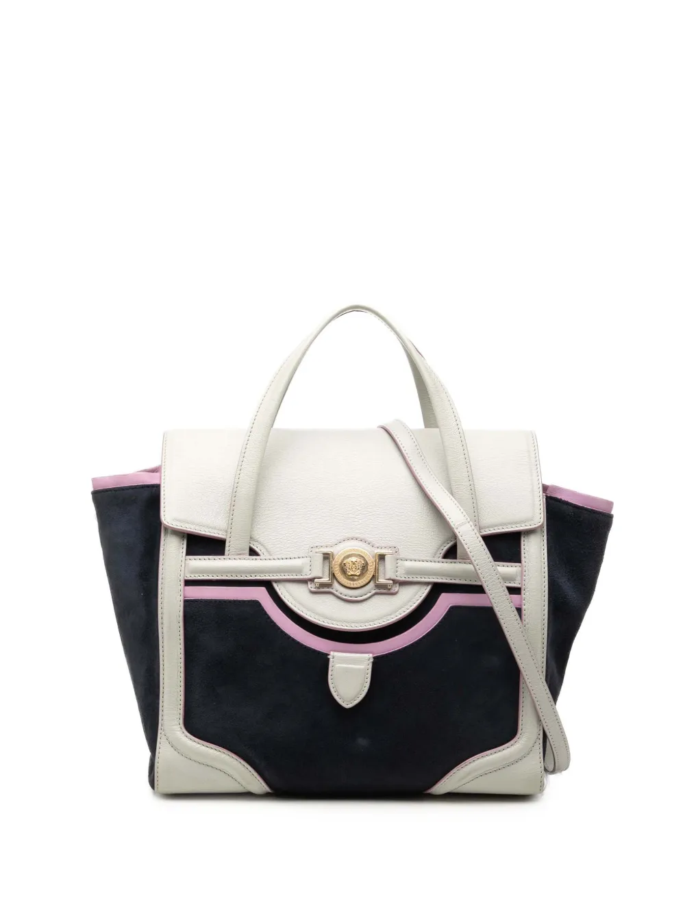 Versace Pre-Owned Borsa a tracolla in pelle scamosciata e pelle di capra 2000-2026 - Nero