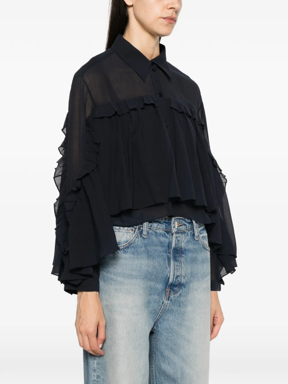 Dorothee Schumacher Zijden blouse met ruches Zwart