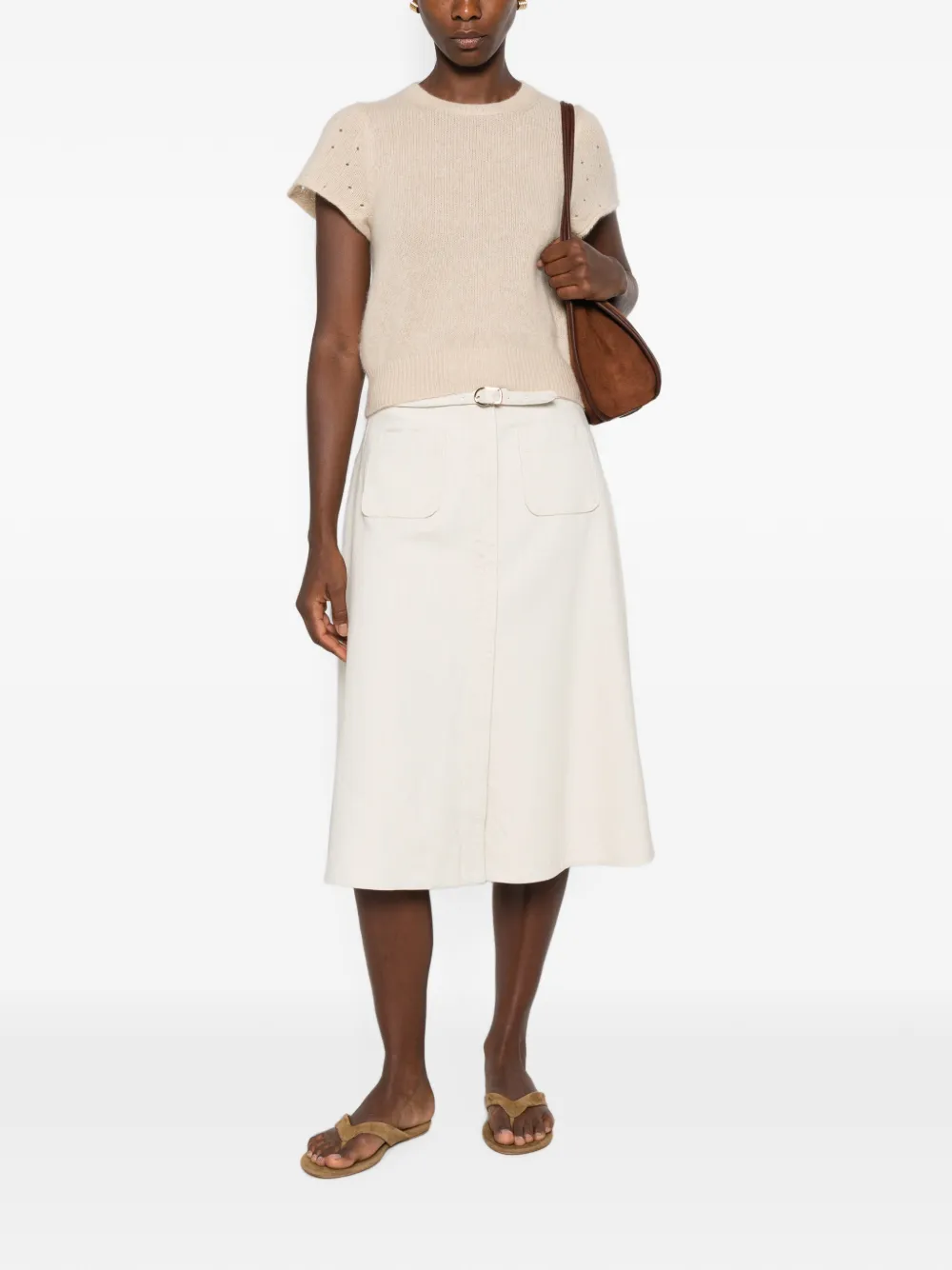 Dorothee Schumacher Top met korte mouwen en geperforeerd detail Beige