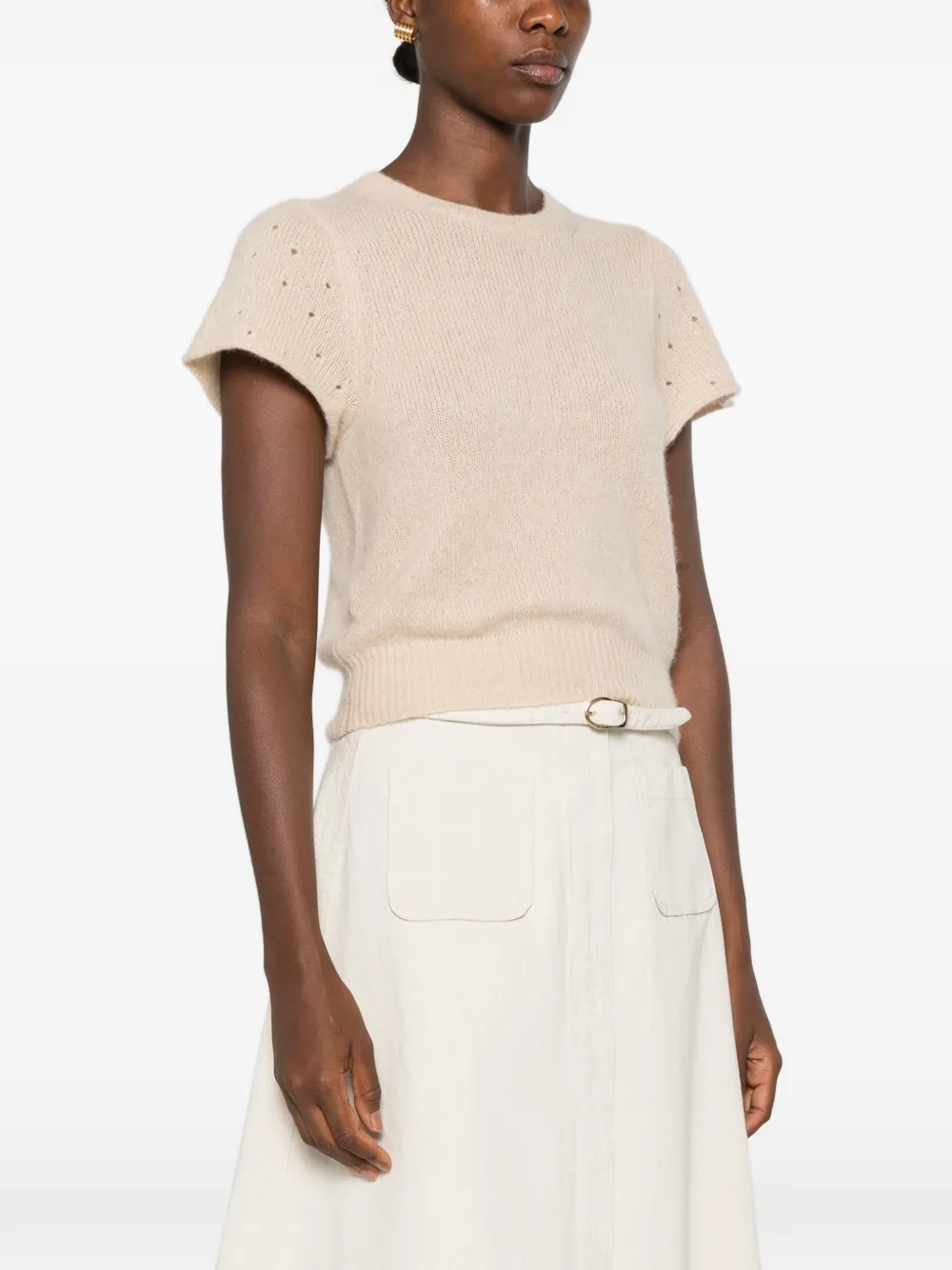 Dorothee Schumacher Top met korte mouwen en geperforeerd detail Beige