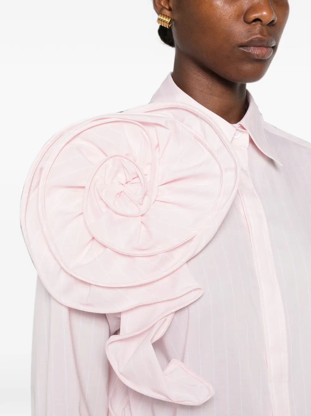 Dorothee Schumacher Blouse met krijtstreep en bloemen-applicatie Roze