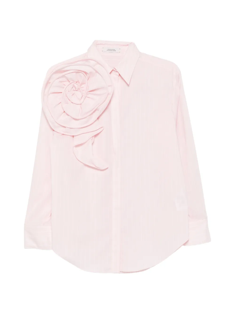 Dorothee Schumacher floral-appliqué pinstripe shirt - Pink