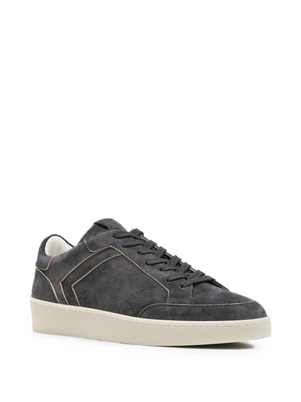 Canali panelled lace-up suede sneakers Grijs