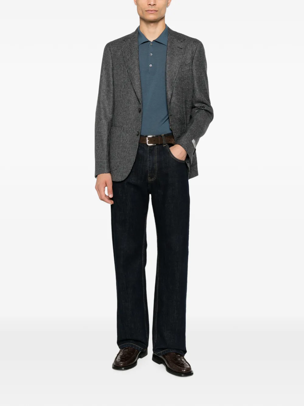 Canali Blazer met pied-de-poule print Grijs