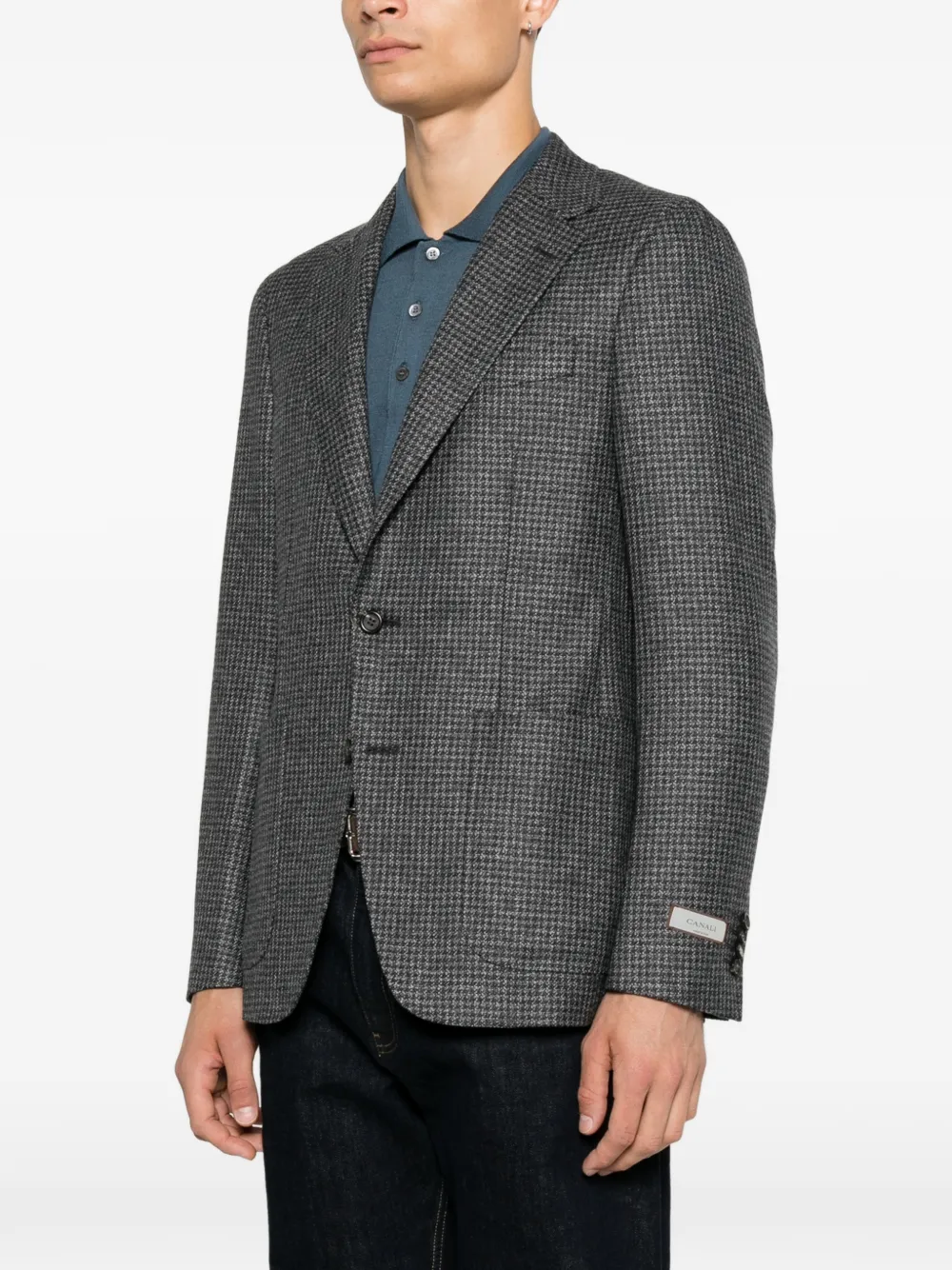 Canali Blazer met pied-de-poule print Grijs