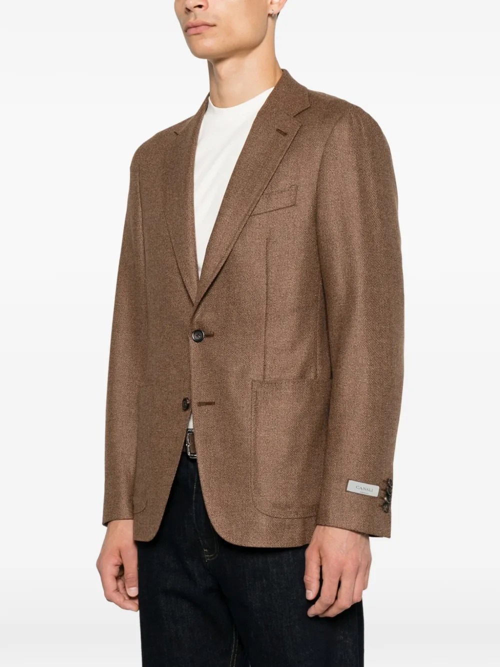 Canali Blazer met enkele rij knopen en gekerfde revers Bruin