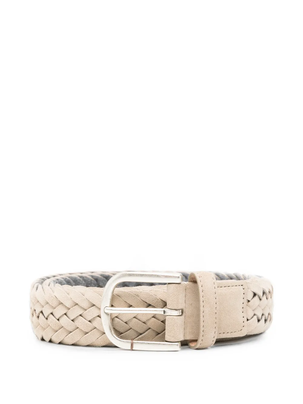 Canali braided leather buckle belt - Toni neutri