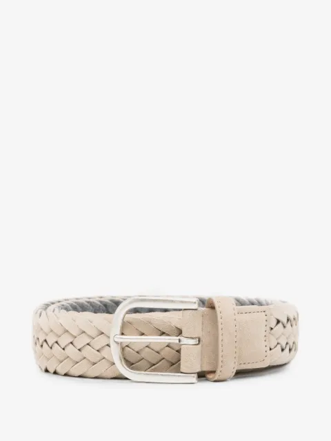 Canali braided leather buckle belt