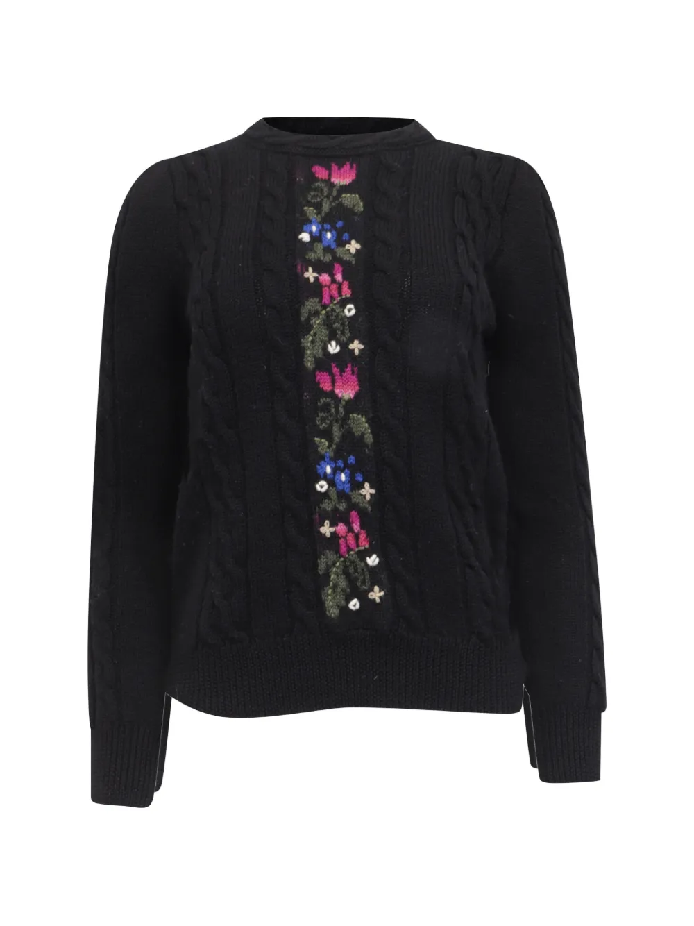 Saint Laurent Pre-Owned 2010s floral cable-knit sweater - Schwarz