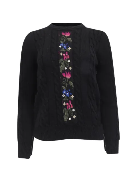 Saint Laurent Pre-Owned 2010s floral cable-knit sweater