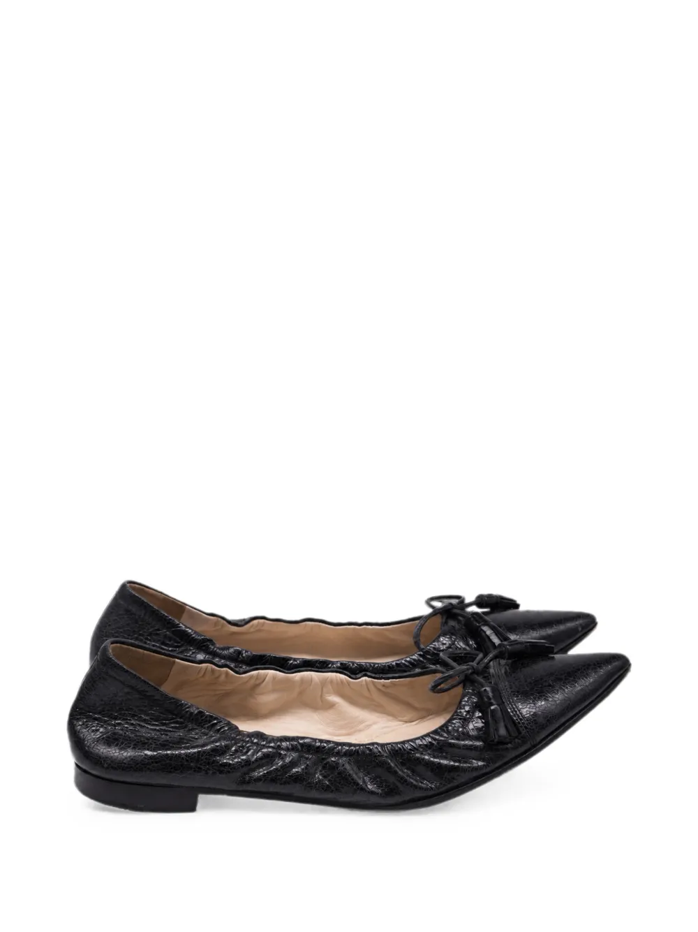 Prada Pre-Owned bow-detail pointed-toe ballet flats - Nero