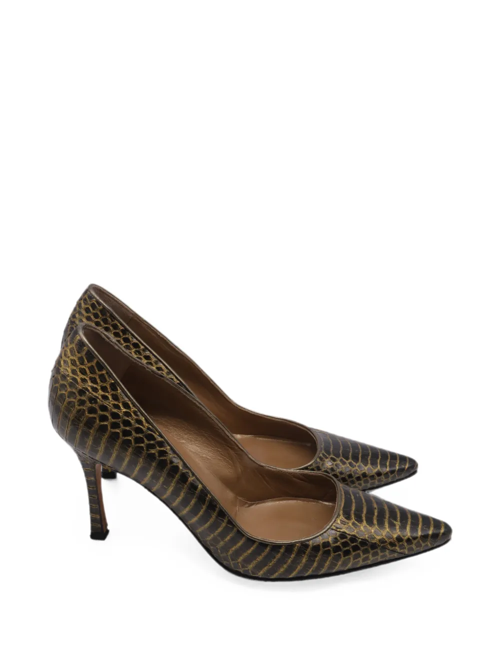 Manolo Blahnik 2010s python-effect pumps - Schwarz