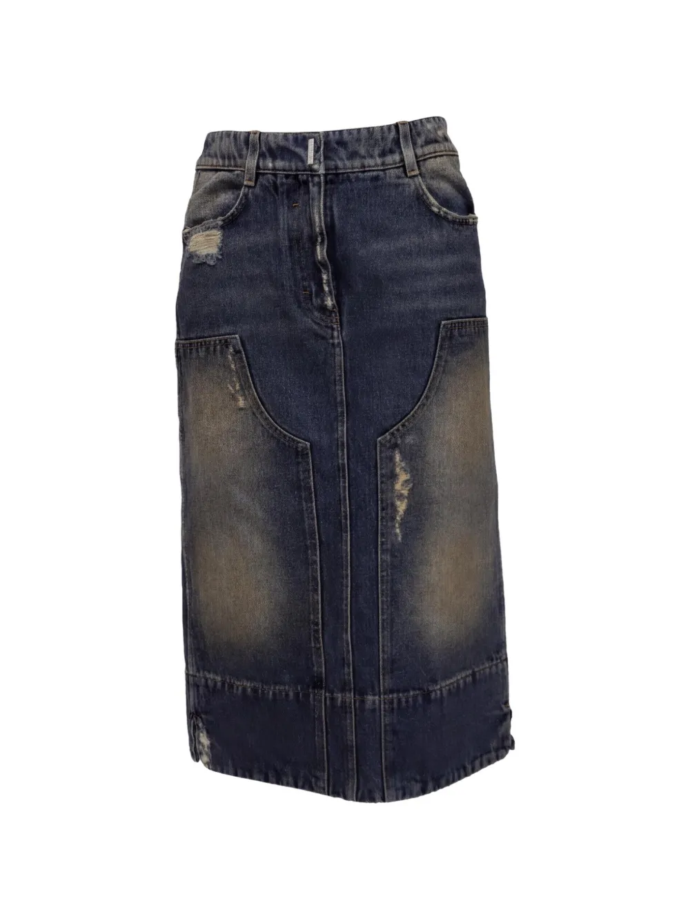 Pre-owned Givenchy Distressed Patchwork Skirt In Blue