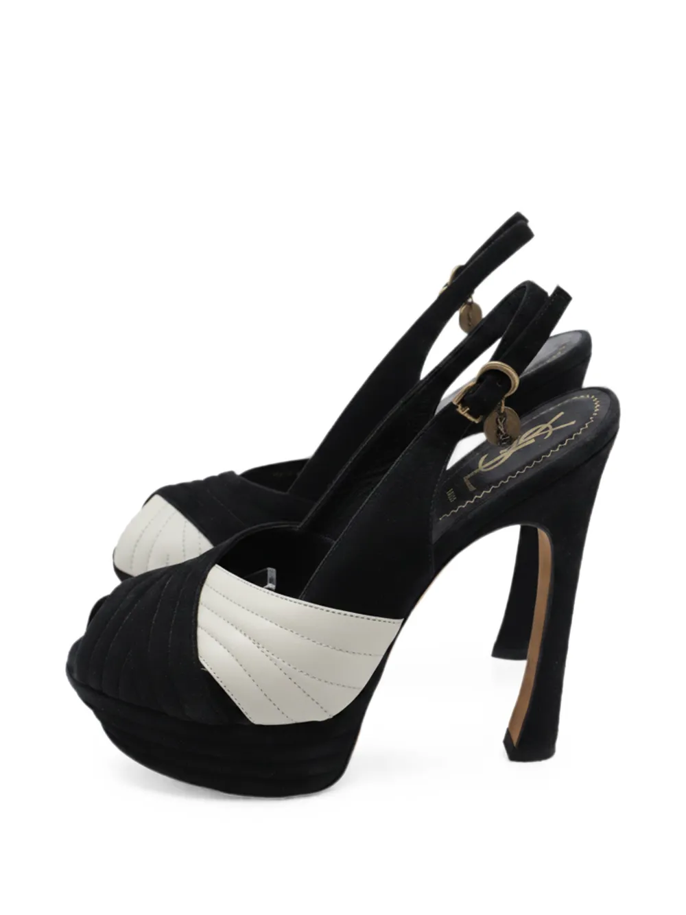 Saint Laurent Pre-Owned cross-strap peep-toe sandals - Schwarz