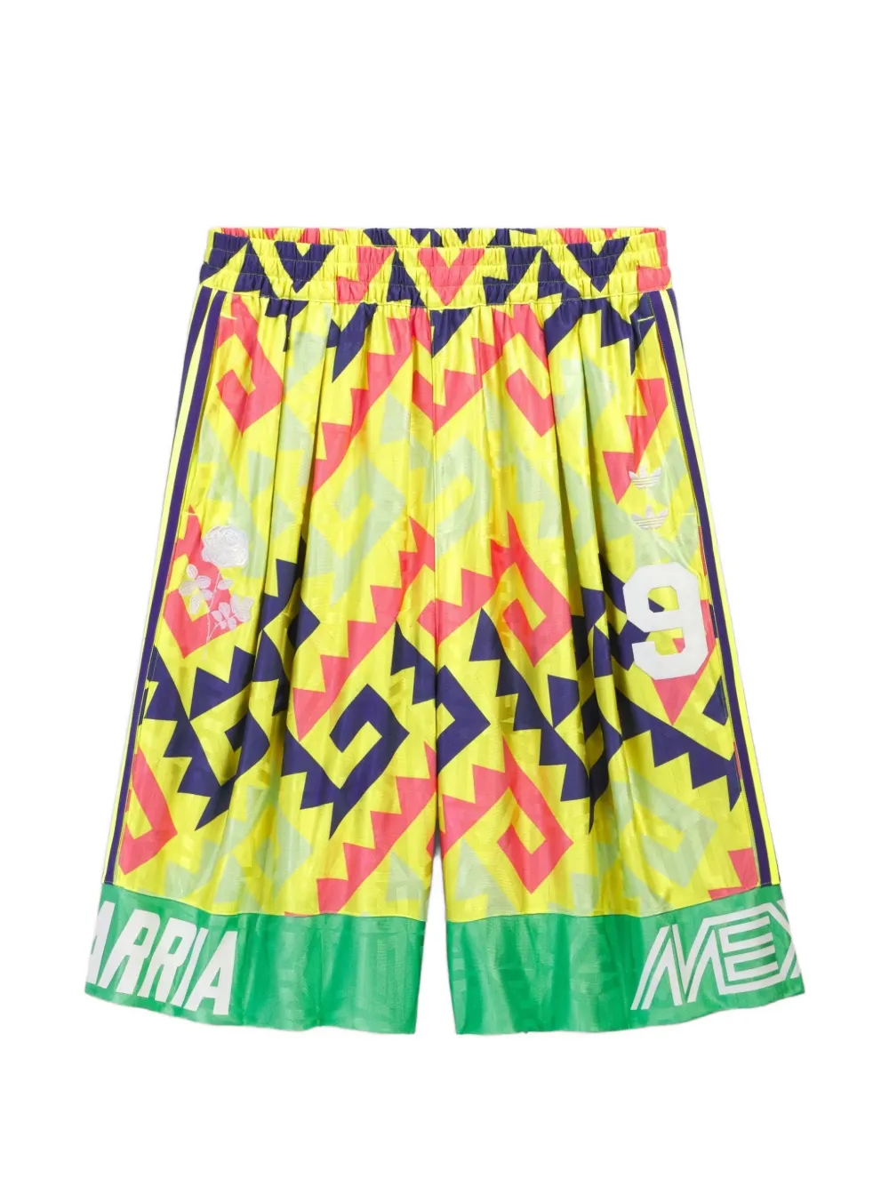 adidas x Willy Chavarria AOP goalkeeper geometric-print side-stripe shorts - Giallo