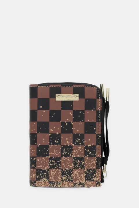 Sprayground checkerboard-print Shark-embossed wallet