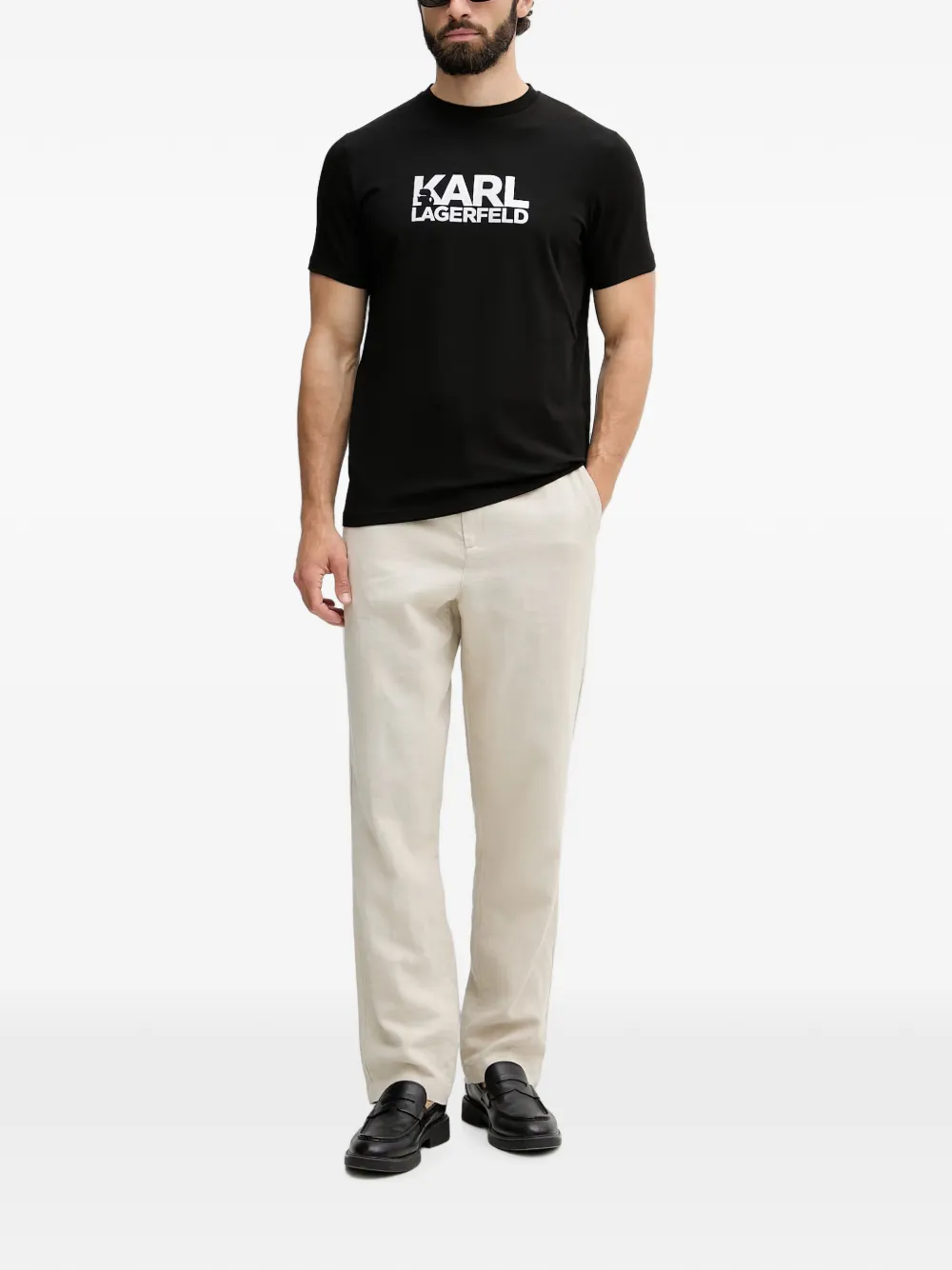 Karl Lagerfeld Katoenen T-shirt met logoprint Zwart